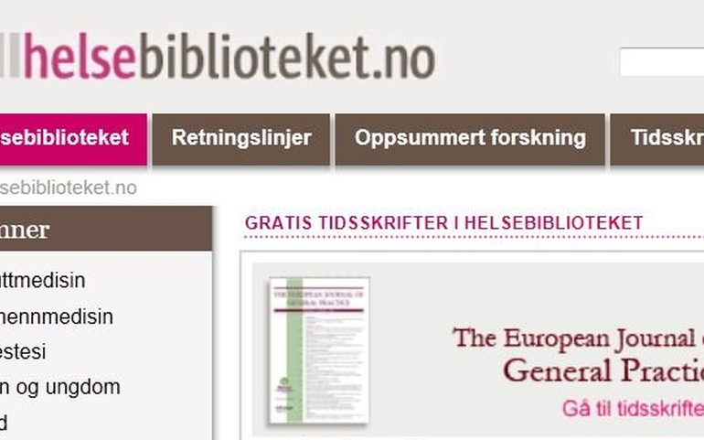 Nettsiden helsebiblioteket.no