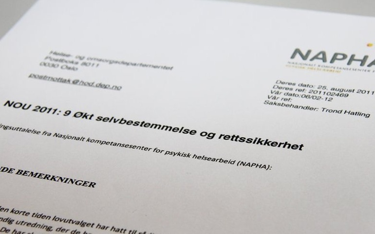 Høringsuttalelse fra NAPHA- om NOU 2011: Økt selvbestemmelse og rettssikkerhet