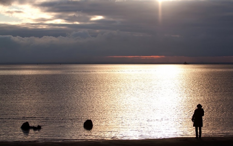 Solnedgang over vann