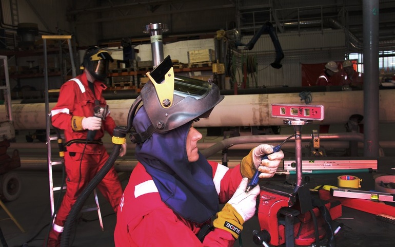 Arbeidere ved Kværner Piping Technology Verdal