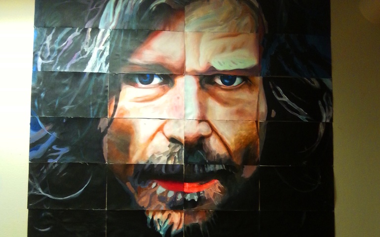 Karl Ove Knausgård - malt av deltakere ved Brukerstyrt senter i Arendal